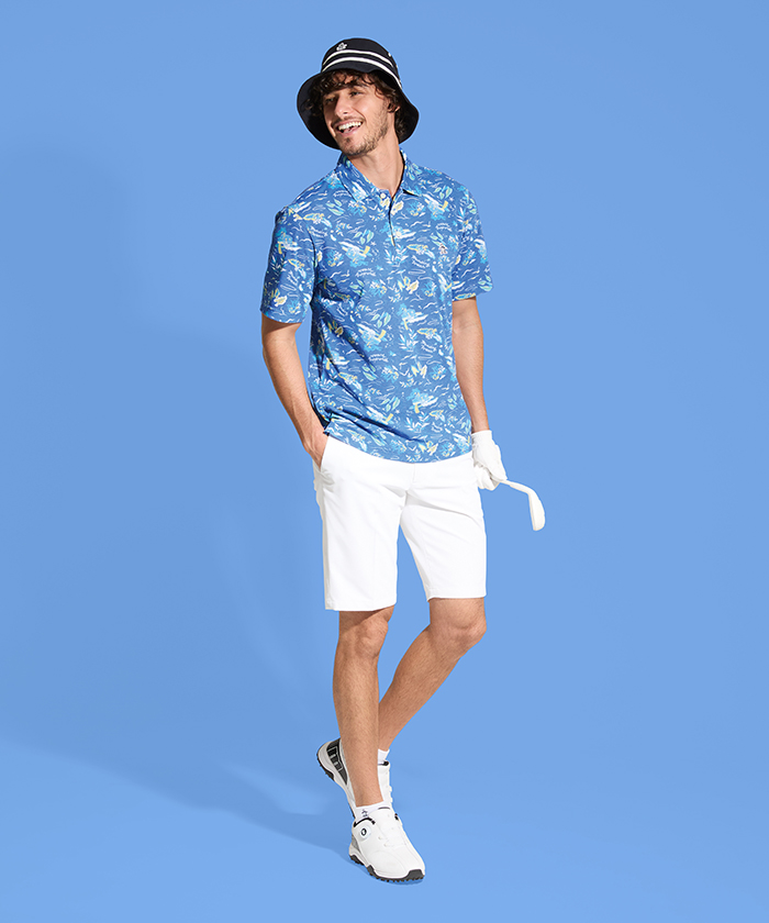 Munsingwear（マンシングウェア） サンスクリーンNIRフィラシスリゾート総柄プリント半袖ポロシャツ