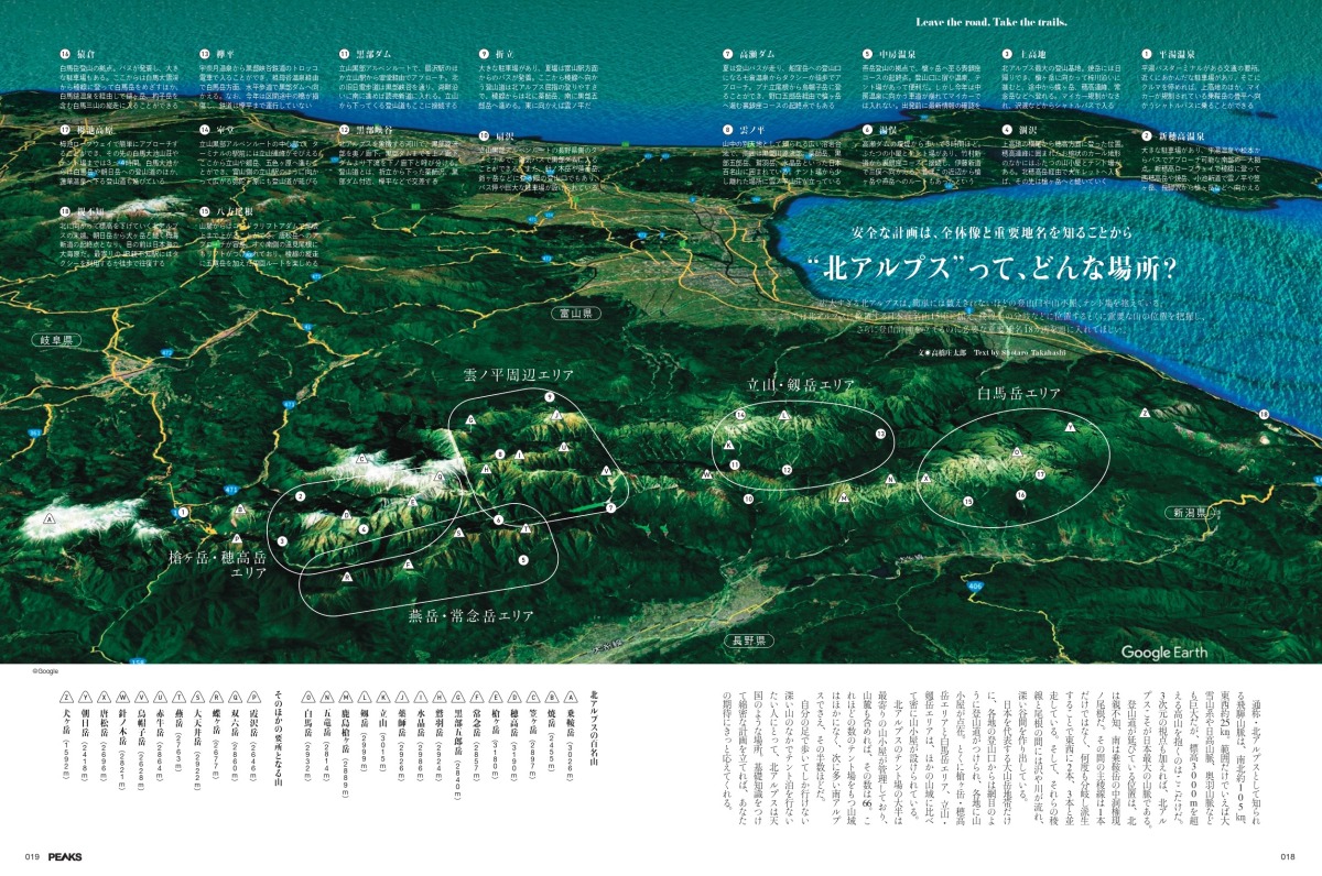 北アルプス 登山 地図 全体