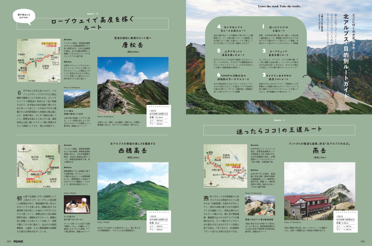 北アルプス ルートガイド おすすめ