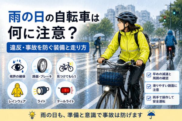 雨の日の自転車は何に注意？違反・事故を防ぐ装備と走り方