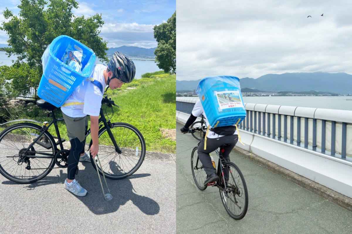 50kmで25kgのゴミを収集！自転車の機動力を活かした「ビワイチ・クリーンライド」を試験実施