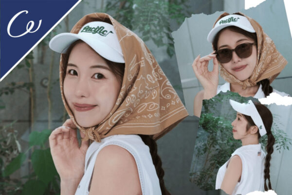 日差し対策が必須な夏ラウンド中のヘアアレンジ②サンバイザー【ロング編】